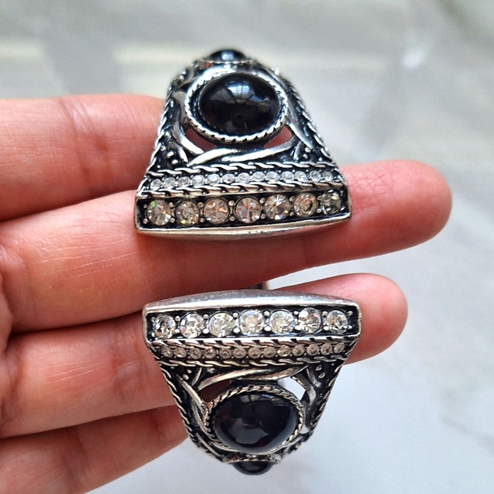 NEW! Black Rhinestone Clamper Statement Bracelet